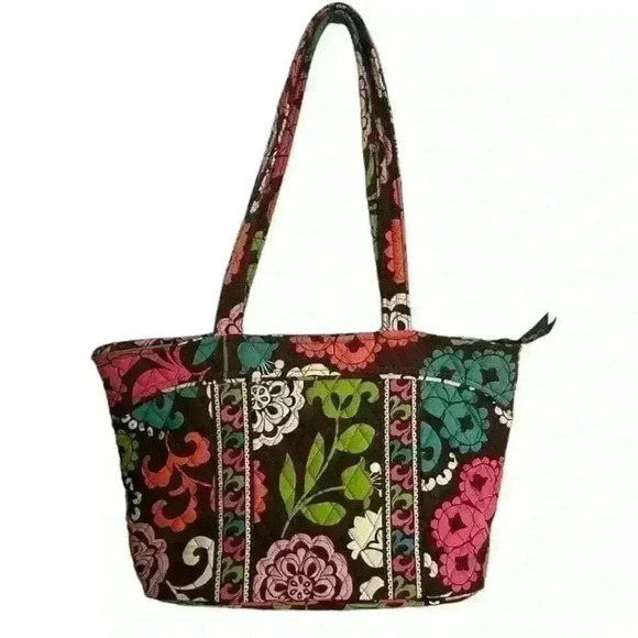 Vera Bradley Handbags - Vera Bradley Lola Brown Multicolor Zip Totebag w/ Front Pocket, Travel Bag